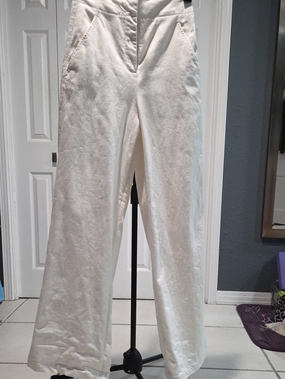 Sz 2 - Tibi High-Waisted White Wide-Leg Jeans/ Denim